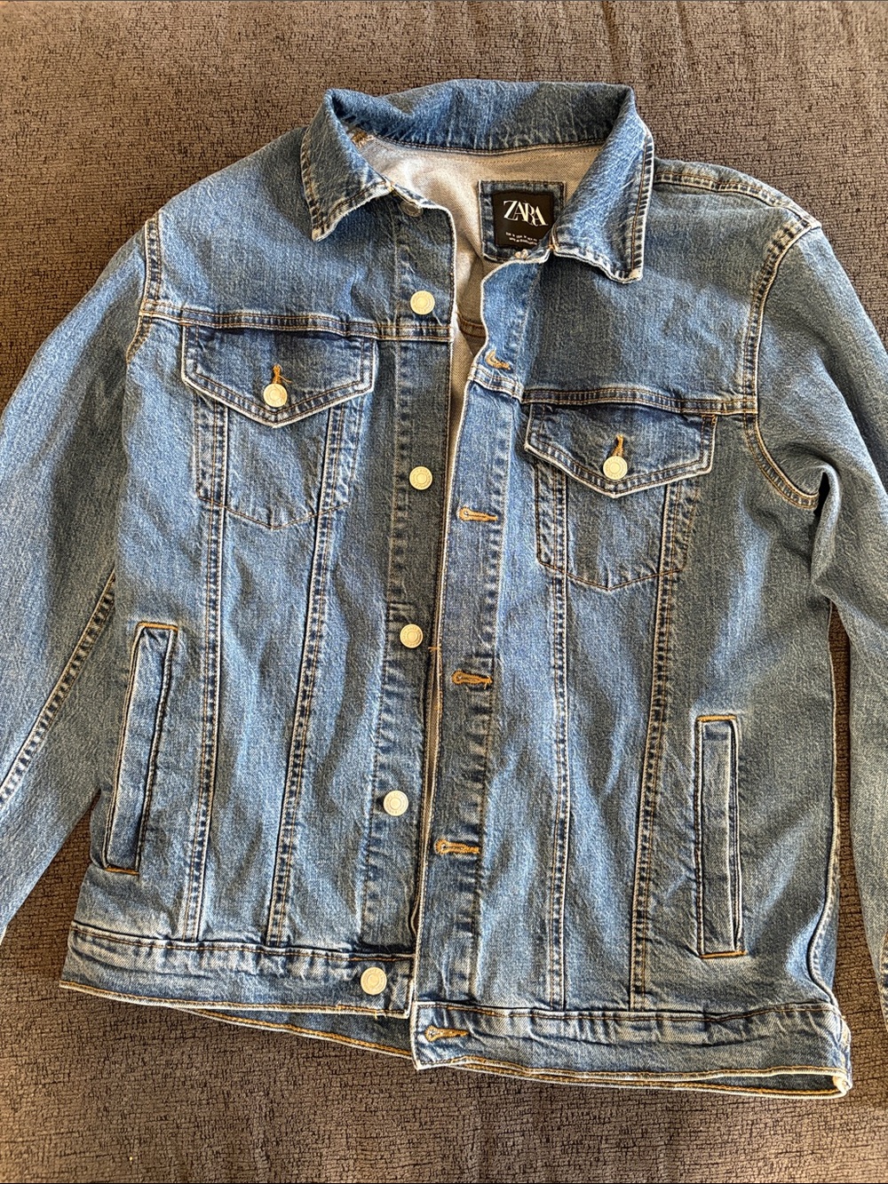 ZARA Men’s Classic Blue Denim Jacket with Metal Buttons